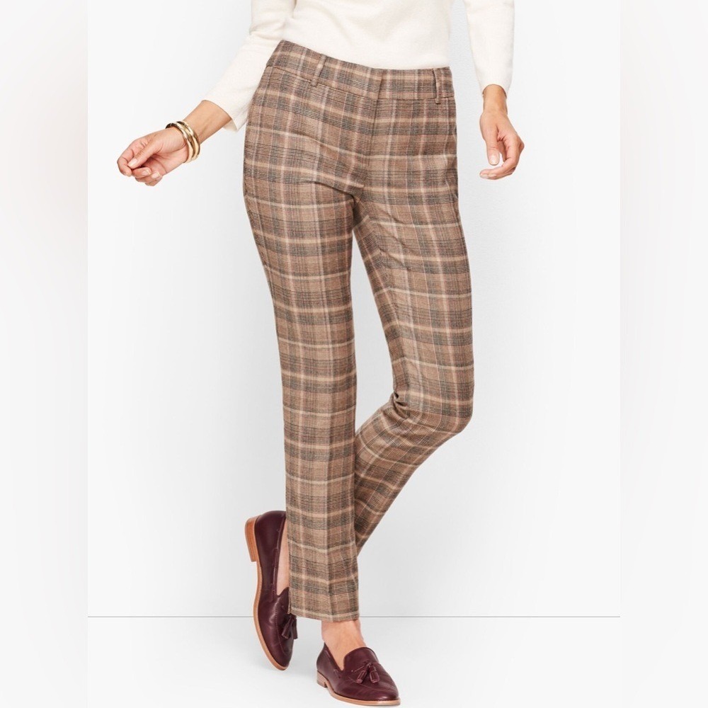 Talbots Hampshire Ankle Luxe Flannel Plaid Wool Career Trousers Women's 4 NWOT